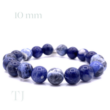 Cargar imagen en el visor de la galería, Sodalite bead bracelet with elastic string, 10 mm bead size