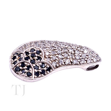 Cargar imagen en el visor de la galería, Diamonique with Black Onyx Bean Shape Pendant in Sterling Silver