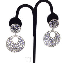 Load image into Gallery viewer, Tanzanite Circle Hanging Earrings in Sterling Silver