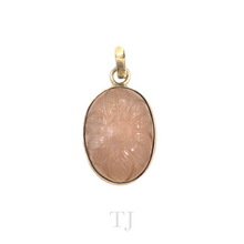 Load image into Gallery viewer, Rose Quartz Flower in Oval Pendant Sterling Silver