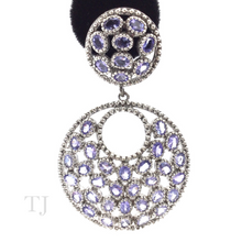 Load image into Gallery viewer, Tanzanite Circle Hanging Earrings in Sterling Silver