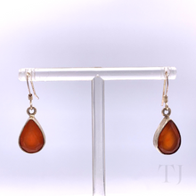 Load image into Gallery viewer, Carnelian faceted cut earrings in sterling silver