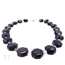 Load image into Gallery viewer, Black Onyx Faceted Necklace with Rhombus Quartz