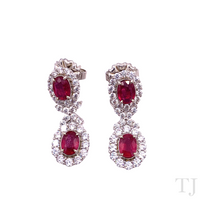 Загрузить изображение в средство просмотра галереи, Ruby Double Oval Hanging Earrings in Sterling Silver