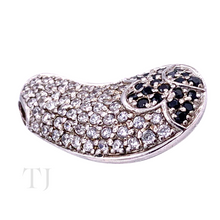 Cargar imagen en el visor de la galería, Diamonique with Black Onyx Bean Shape Pendant in Sterling Silver