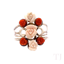 Load image into Gallery viewer, Italian Red & White Rose Coral Bracelet in Sterling Silver