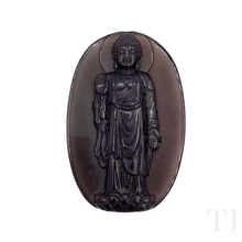 Load image into Gallery viewer, Standing Buddha pendant made of Obsidian stone