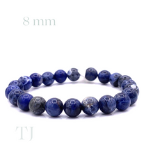 Cargar imagen en el visor de la galería, Sodalite bead bracelet with elastic string, 8 mm bead size