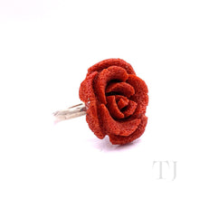 Load image into Gallery viewer, Red Coral Rose Sponge Ring in Sterling Silver