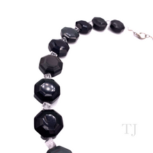 Load image into Gallery viewer, Black Onyx Faceted Necklace with Rhombus Quartz