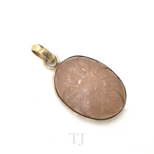 Load image into Gallery viewer, Rose Quartz Flower in Oval Pendant Sterling Silver