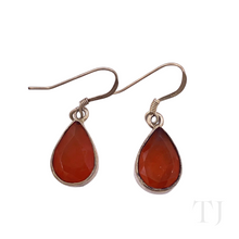 Load image into Gallery viewer, Carnelian faceted cut earrings in sterling silver