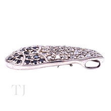 Cargar imagen en el visor de la galería, Diamonique with Black Onyx Bean Shape Pendant in Sterling Silver