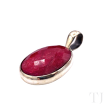 Load image into Gallery viewer, Indian Ruby Oval Cut Pendant in Sterling Silver