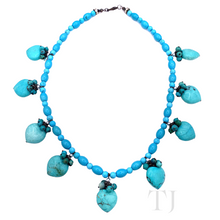 Load image into Gallery viewer, Blue Turquoise Bead & Heart Necklace with lobster clasp