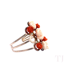 Load image into Gallery viewer, Italian Red & White Rose Coral Bracelet in Sterling Silver