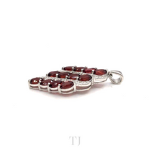 Load image into Gallery viewer, Garnet with Diamonique Triple Line Pendant in Sterling Silver