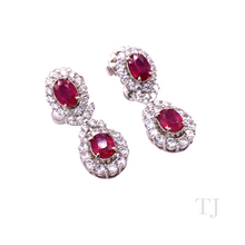 Загрузить изображение в средство просмотра галереи, Ruby Double Oval Hanging Earrings in Sterling Silver