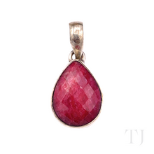 Загрузить изображение в средство просмотра галереи, Indian Ruby Tear Drop Cut Pendant in Sterling Silver