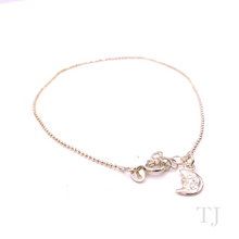 Load image into Gallery viewer, Sterling Silver Anklet with Moon Charm
