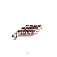 Load image into Gallery viewer, Garnet with Diamonique Triple Line Pendant in Sterling Silver