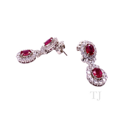 Загрузить изображение в средство просмотра галереи, Ruby Double Oval Hanging Earrings in Sterling Silver