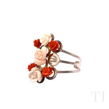 Load image into Gallery viewer, Italian Red & White Rose Coral Bracelet in Sterling Silver