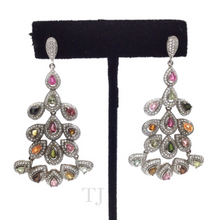 Load image into Gallery viewer, Multi-colored Tourmaline Hanging Earrings in Sterling Silver