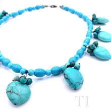 Load image into Gallery viewer, Blue Turquoise Bead & Heart Necklace