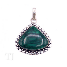 Load image into Gallery viewer, Malachite Triangular Shape Pendant in Sterling Silver