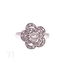 Cargar imagen en el visor de la galería, Diamonique Flower Shape Ring in Sterling Silver