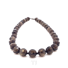 Load image into Gallery viewer, Smoky Quartz Faceted Bead Necklace in 925