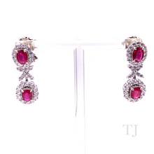 Загрузить изображение в средство просмотра галереи, Ruby Double Oval Hanging Earrings in Sterling Silver