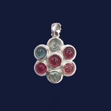 Load image into Gallery viewer, Multi-colored Tourmaline Flower Pendant in Sterling Silver