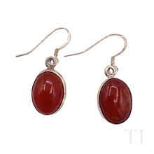 Load image into Gallery viewer, Carnelian Cabochon in sterling silver earrings