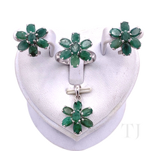 Cargar imagen en el visor de la galería, Emerald Flower Jewelry Set