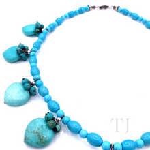 Load image into Gallery viewer, Blue Turquoise Bead & Heart Necklace