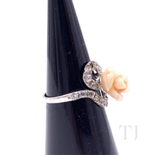Cargar imagen en el visor de la galería, White Coral Rose Ring in 14K White Gold