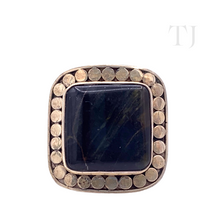 Load image into Gallery viewer, Blue Tiger's Eye Square Cabochon in sterling silver setting ring