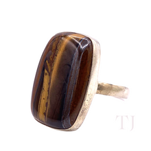 Load image into Gallery viewer, Yellow Tiger's Eye Cabochon Ring in Sterling Silver