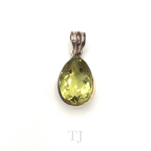 Load image into Gallery viewer, Green Topaz Tear Drop Pendant in Sterling Silver
