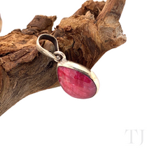 Загрузить изображение в средство просмотра галереи, Indian Ruby Tear Drop Cut Pendant in Sterling Silver