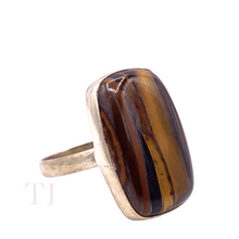 Load image into Gallery viewer, Yellow Tiger's Eye Cabochon Ring in Sterling Silver