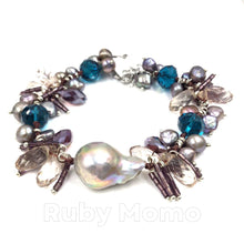 Load image into Gallery viewer, Multi-colored Freshwater Pearl with Swarovski Bracelet