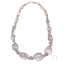 Load image into Gallery viewer, Aquamarine faceted graduated style necklace with 14k gold clasp