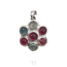Load image into Gallery viewer, Multi-colored Tourmaline Flower Pendant in Sterling Silver