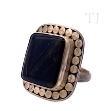 Load image into Gallery viewer, Blue Tiger's Eye Square Cabochon in sterling silver setting ring