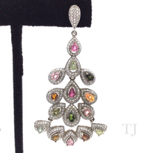 Load image into Gallery viewer, Multi-colored Tourmaline Hanging Earrings in Sterling Silver