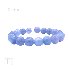 Cargar imagen en el visor de la galería, Aquamarine bead bracelet with elastic string, 10mm bead size