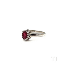 Load image into Gallery viewer, Side view of Ruby Oval Ring in Sterling Silver